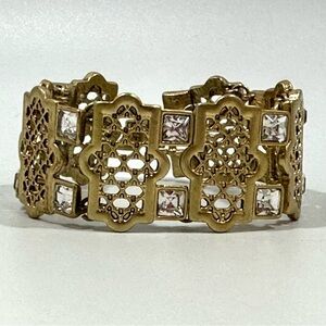 Lia Sophia Kiam Collection Marrakesh Filigree Open Work Panel Crystal Bracelet